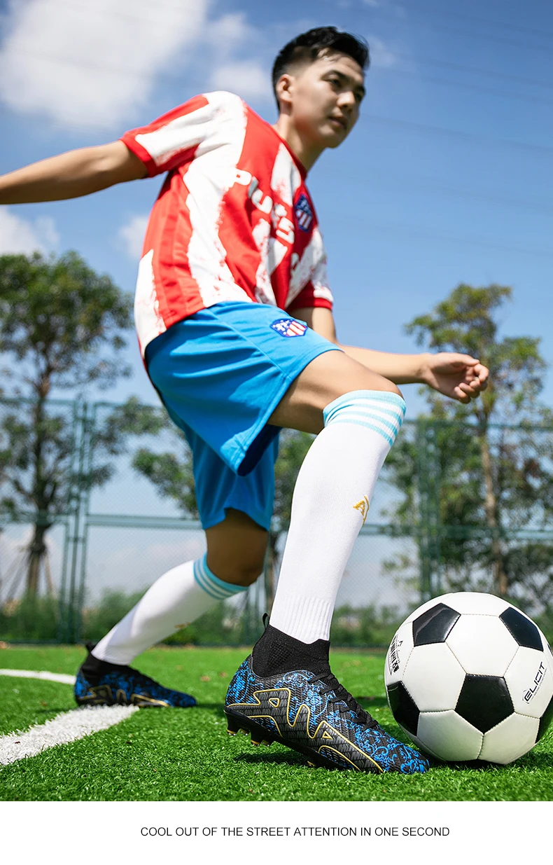 Pantofi de fotbal pentru bărbați, gleznă înaltă, confortabili, antrenament, ghete de fotbal profesionale, ultralejere, antiderapante, respirabile, noi_voghion.com