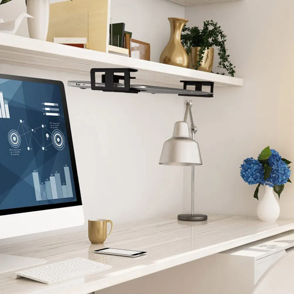 1 세트 책상 아래 노트북 홀더 플라스틱 노트북 컴퓨터 지원 태블릿 보관 랙 마운트 키보드 사무실용 책상 아래 선반