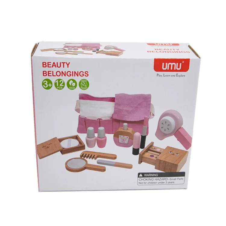 12 Pcs Beautiful Makeup Set Girls Toys Pretend Play Kid Salon Make Up Toys Simulation Wooden Toy For Girls Dressing Cosmetic