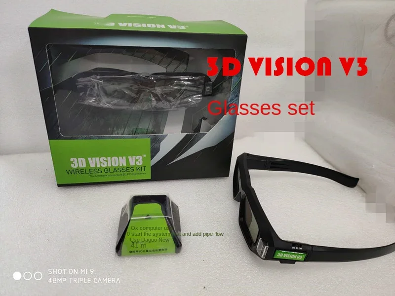 3D vision V3 shutter for NVIDIA 3D vision2 stereo wireless glasses set
