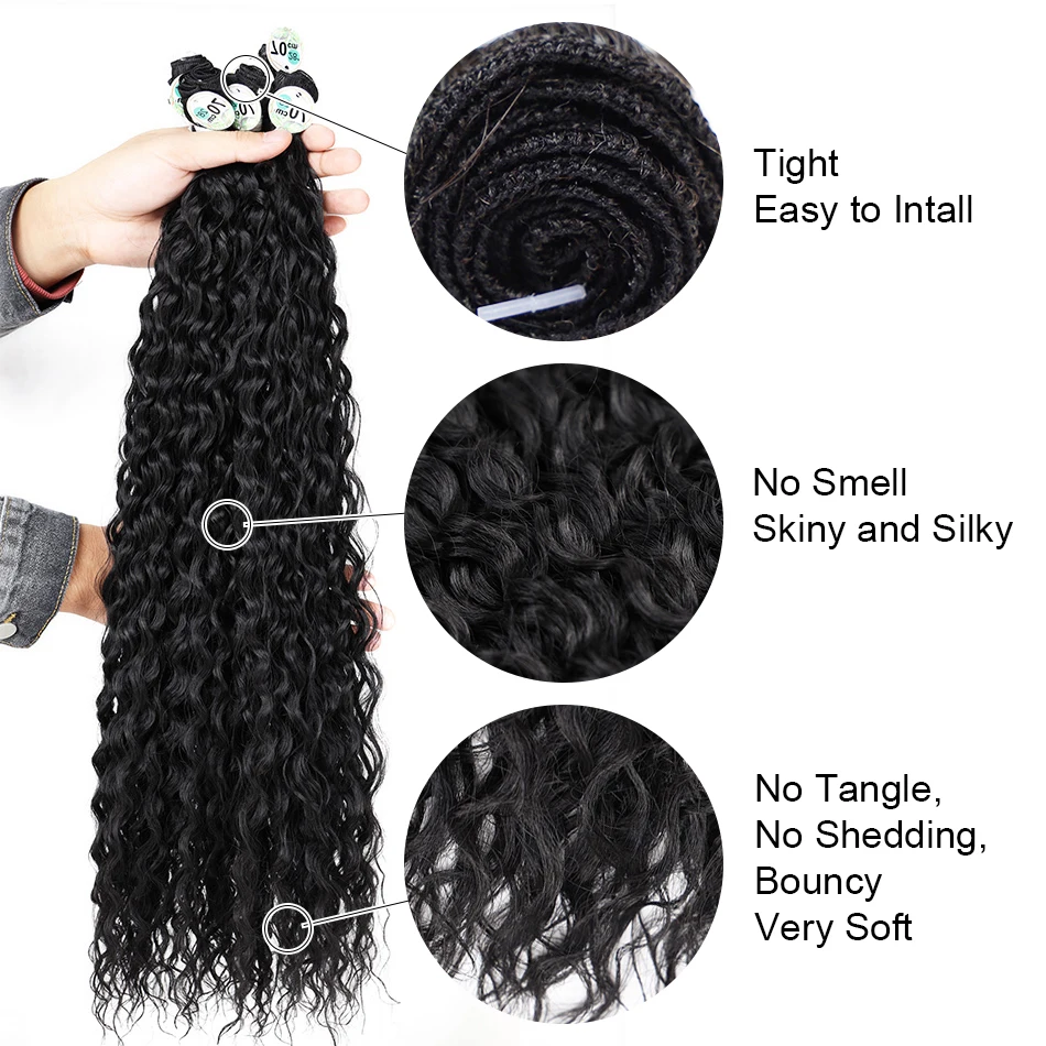 Afro Kinky Curly Hair Bundles Extensions Synthetic Hair Soft Heat Resistant Afro Culrls 300g Full Head Wig 26-28Inch Super Long