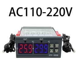 Advanced Dual Digital Temperature Controller Thermostat Heater with Probe - Versatile Voltage Compatibility for Home Cooling & Heating Solutions (AC 110-220V)
