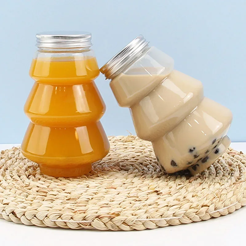 500ml Christmas Candy Biscuits Bottle Christmas Tree Milk Tea Bottle Cookie Snack Chocolate Storage Jar Box Food Container