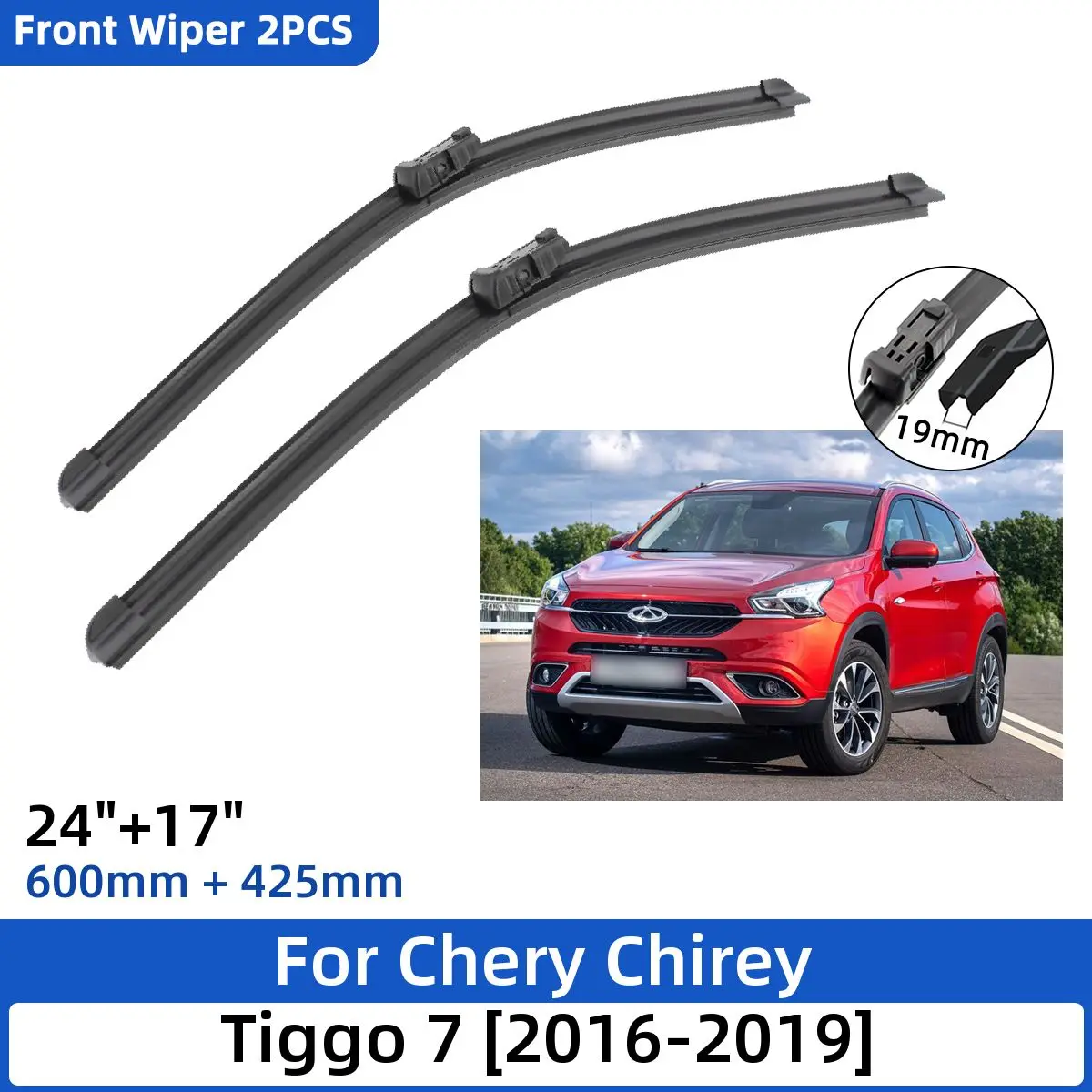 

Щетки стеклоочистителя передние для Chery Chirey Tiggo 7 T15 Qoros Young DR F35 2016-2019 24 + 17 дюймов, 2 шт.