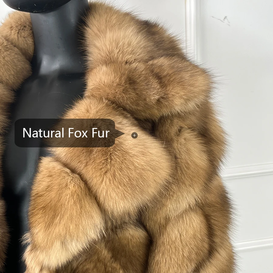 Women Real Fox Fur Coat Winter Genuine Fur Jacket Mid-Length Women Warm Best Selling Natural Fox Fur Coat