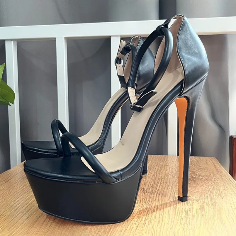

2024 Handmade Women Platform Sandals Sexy Stiletto Heels Round Toe Fabulous Black White Party Shoes Ladies US Plus Size 5-15