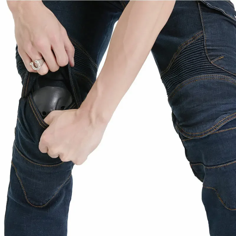 남성용 사계절 오토바이 청바지, 고탄성 모토크로스 바지, 야외 여행 모토 청바지, 탈착식 보호 기어