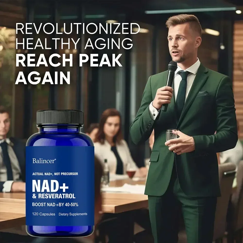 NAD + Resveratrol Supplement Anti-aging Helps Boost Energy Promotes Cell and Skin Health Promotes Blood Circulation