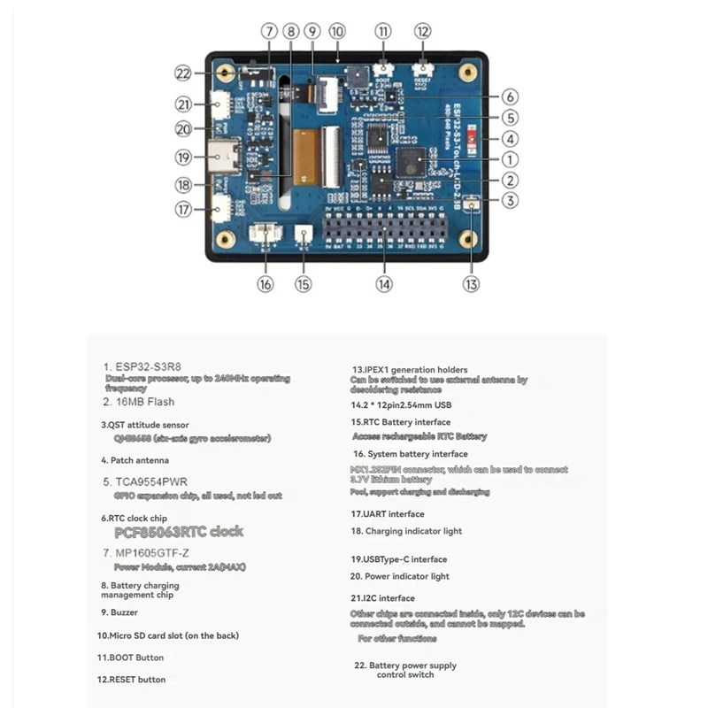 ESP32-S3 2.8인치 IPS 정전식 디스플레이 개발 보드(온보드 안테나 포함) ESP32 디스플레이 지원 Bluetooth WiFi-A25R