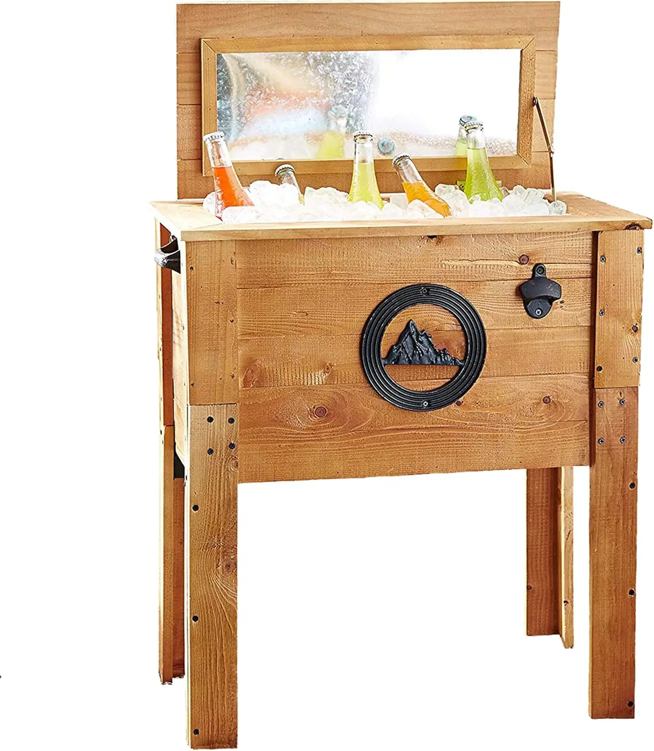 Rustic Outdoor Beverage Cooler for Patio-45 Qt.-Rustic Brown