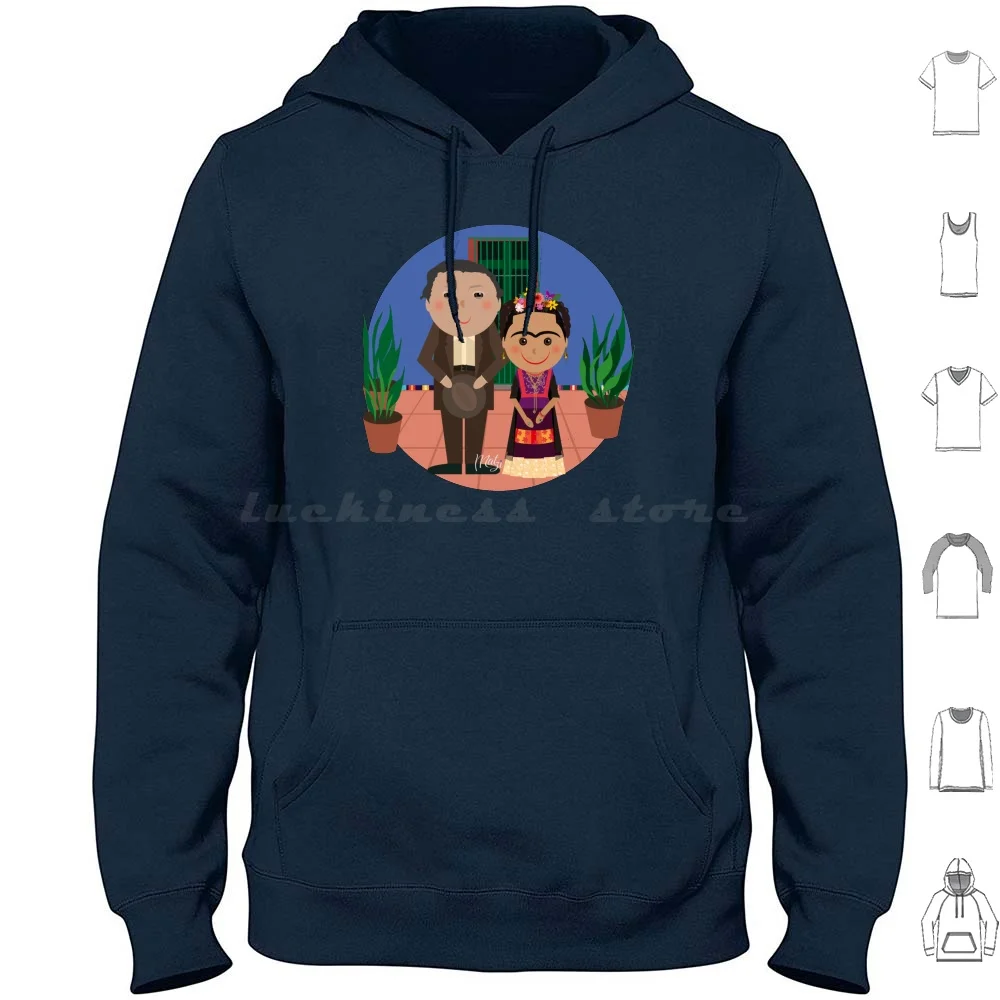 Diego & Hoodie Cotone Manica Lunga Diego Kalho Rivera Messico Artistas Pintores Flores Pintura Boho Chic Colorista