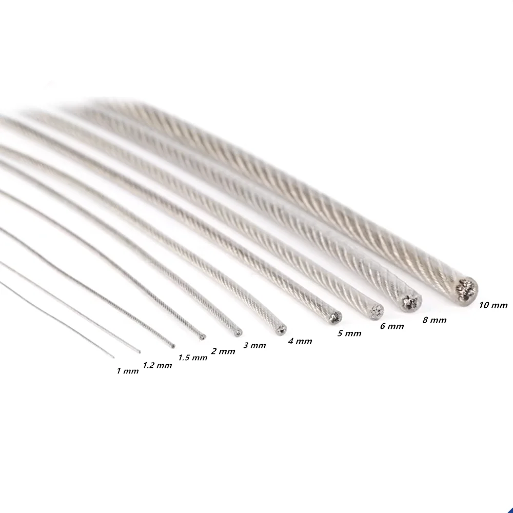 PVC 304 Stainless Steel Stranded Wire Rope Soft Cable Transparent Stainless Steel Clothesline
