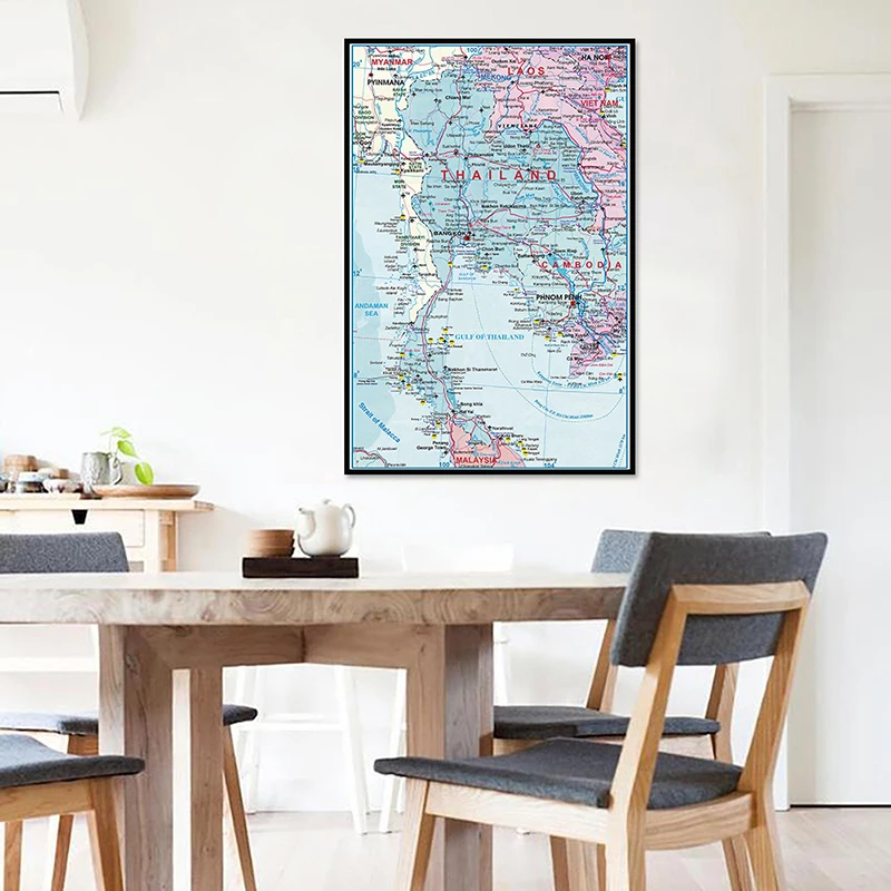 Thailand Administrative Map Non-woven Canvas Painting Wall Art Poster Unframed Print 42*59cm Home Decor School Supplies