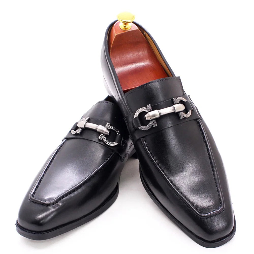 

Luxury Brand Genuine Leather Men Loafers Shoes Black Slip on Casual Male Shoes Wedding Office Business Mens Shoes Size 39 To 46