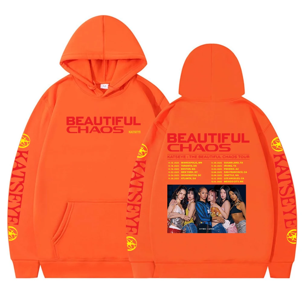 Merch Kpop Katseye Sweat à Capuche 2025 Beau Chaos Tour Avec Oreilles De Chat Haut Court à Manches Longues Streetwear Vêtements Pour Femmes, Bleu Marine, XXS