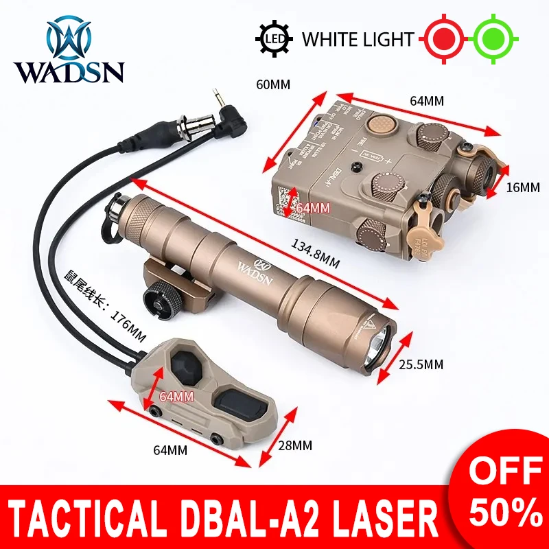 

Wadsn DBAL A2 Laser Red Green Dot Axoun ModButton Dual Switch for Mlok Keymod Rail PLHV2 Tactical Flashlight M600C M300 Light