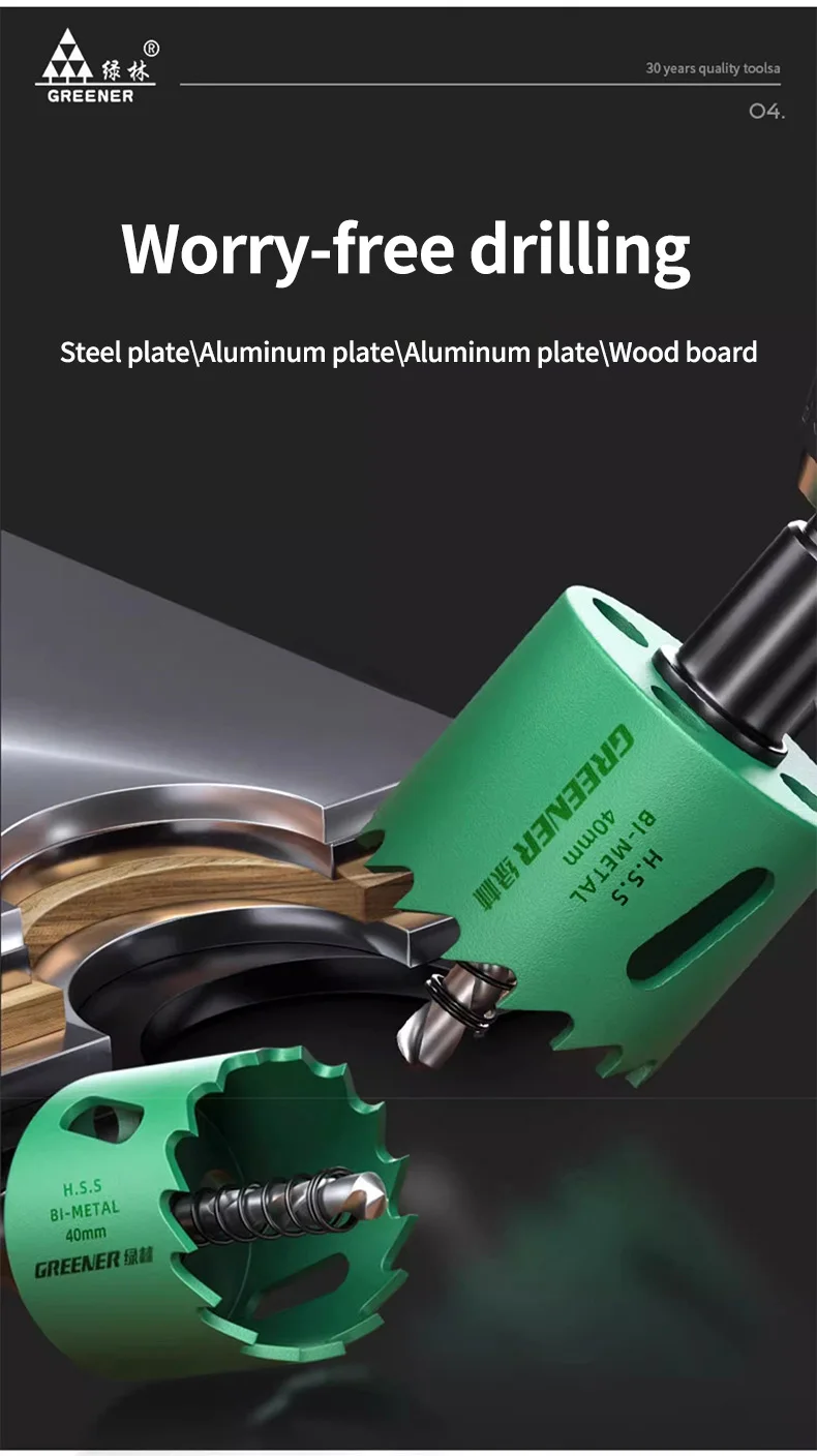 GREENERY 19-127mm Hole Saw Cutting Set Saw Cup Wood Crown Drill Bit Sharp Teeth For Drywall Steel Plastic PVC Woodworking Tools