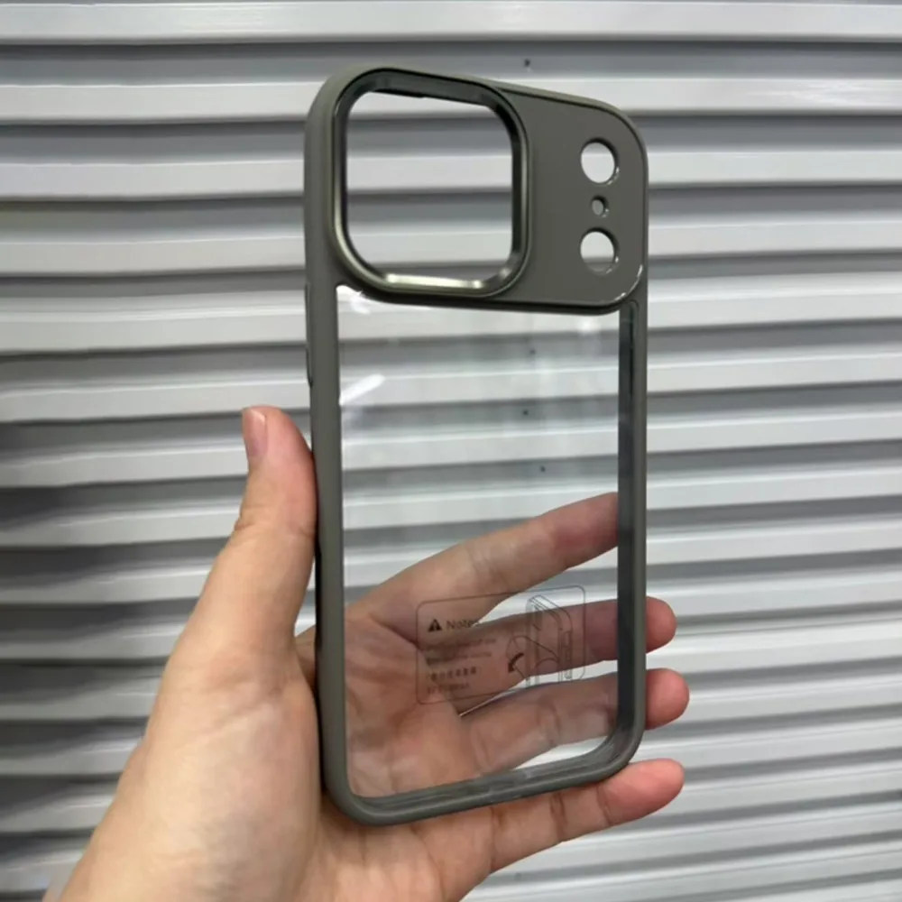 Shockproof Clear Acrylic Phone Case with Metal Camera Frame