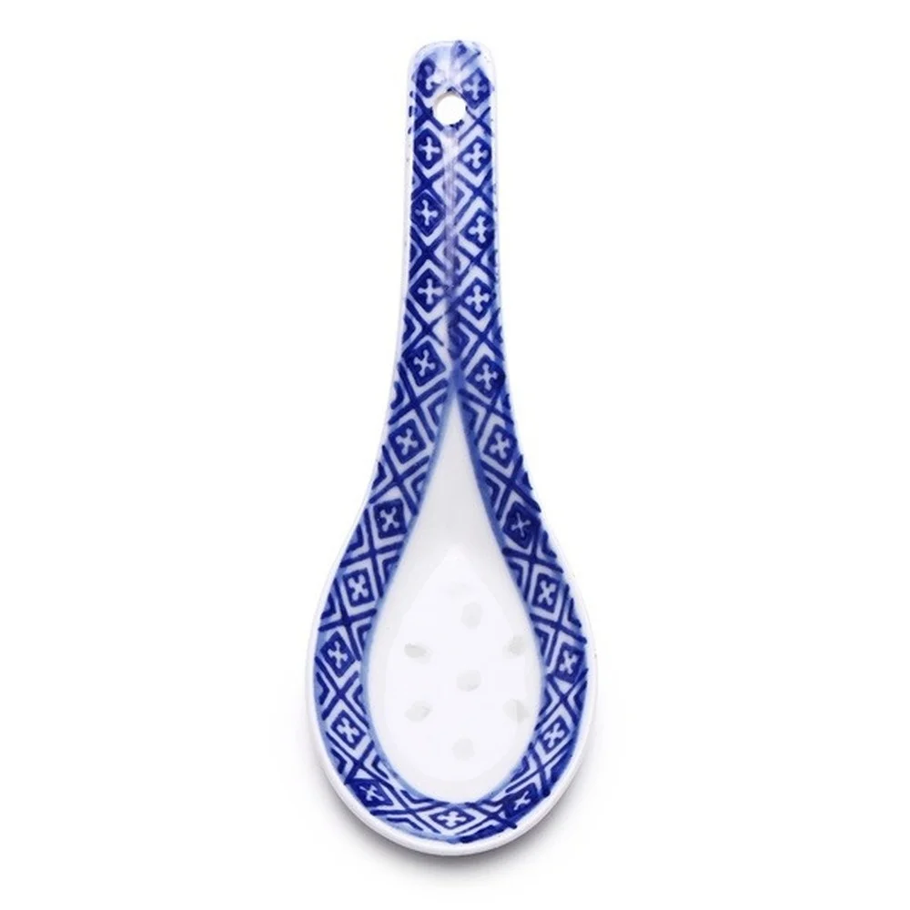 5pcs Ceramic Spoon Chinese Style Porridge Scoop Tableware Soup