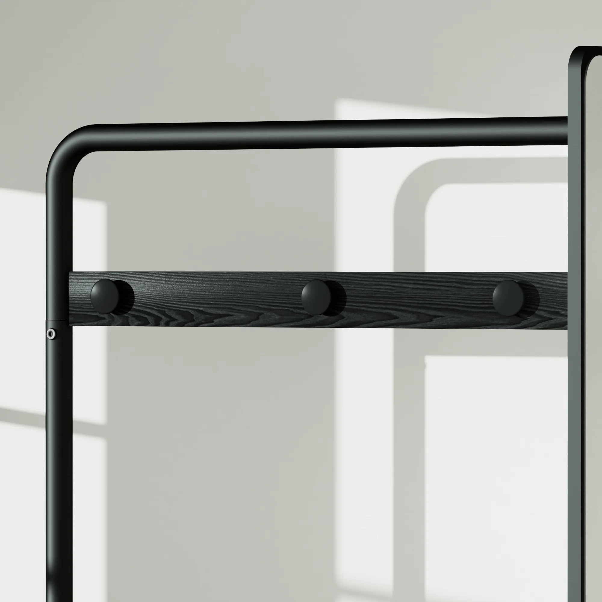 Robuster Metall-Kleiderständer mit Rollen, 3-in-1-Design mit Korb und Spiegel, Kleiderbügel, mobiler Kleiderständer mit Rollen – Detail 12