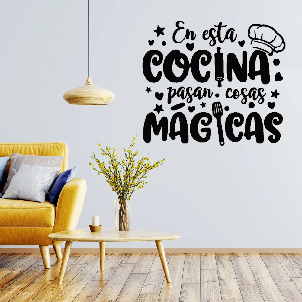 

Magic Kitchen in Spanish Wall Sticker Spainsh Quote Wall Decal Home Decor For Living room Bedroom Vinyl