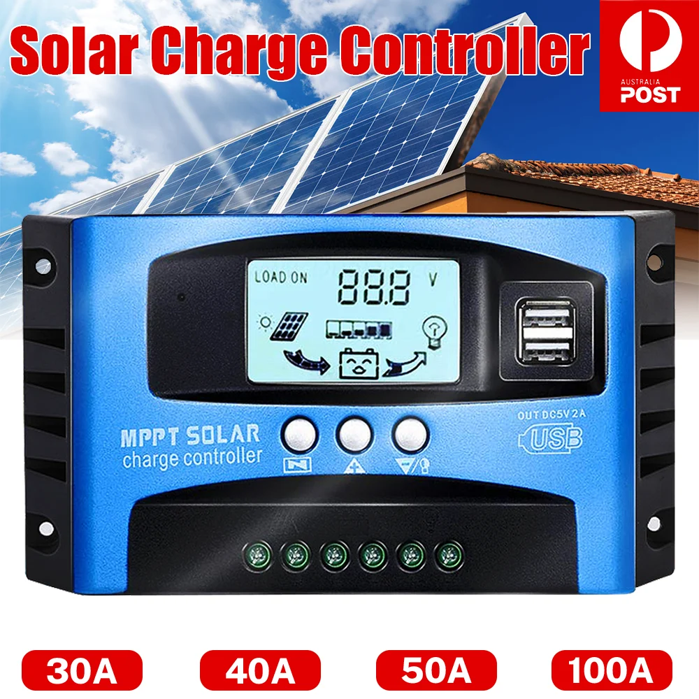 Solar Panel Regulator Charge Controller 12V/24V Auto Focus Tracking MPPT USB - 1