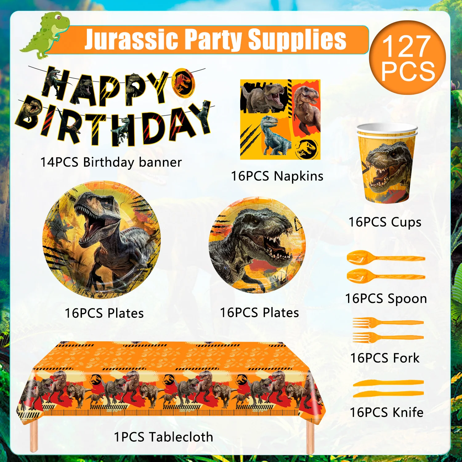 Fournitures De Fête D'anniversaire Dinosaure Pour 20