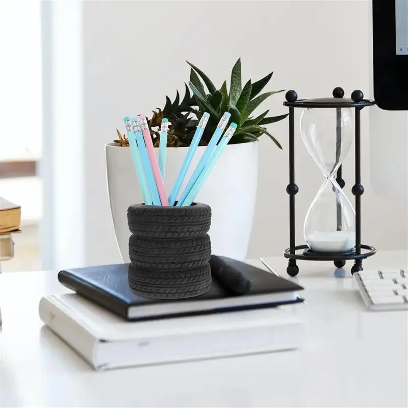 Tire Shaped Nice Holder Car Tire Pencil Holder Stationery Accessories Desk Kids School Office Decor Christmas 3