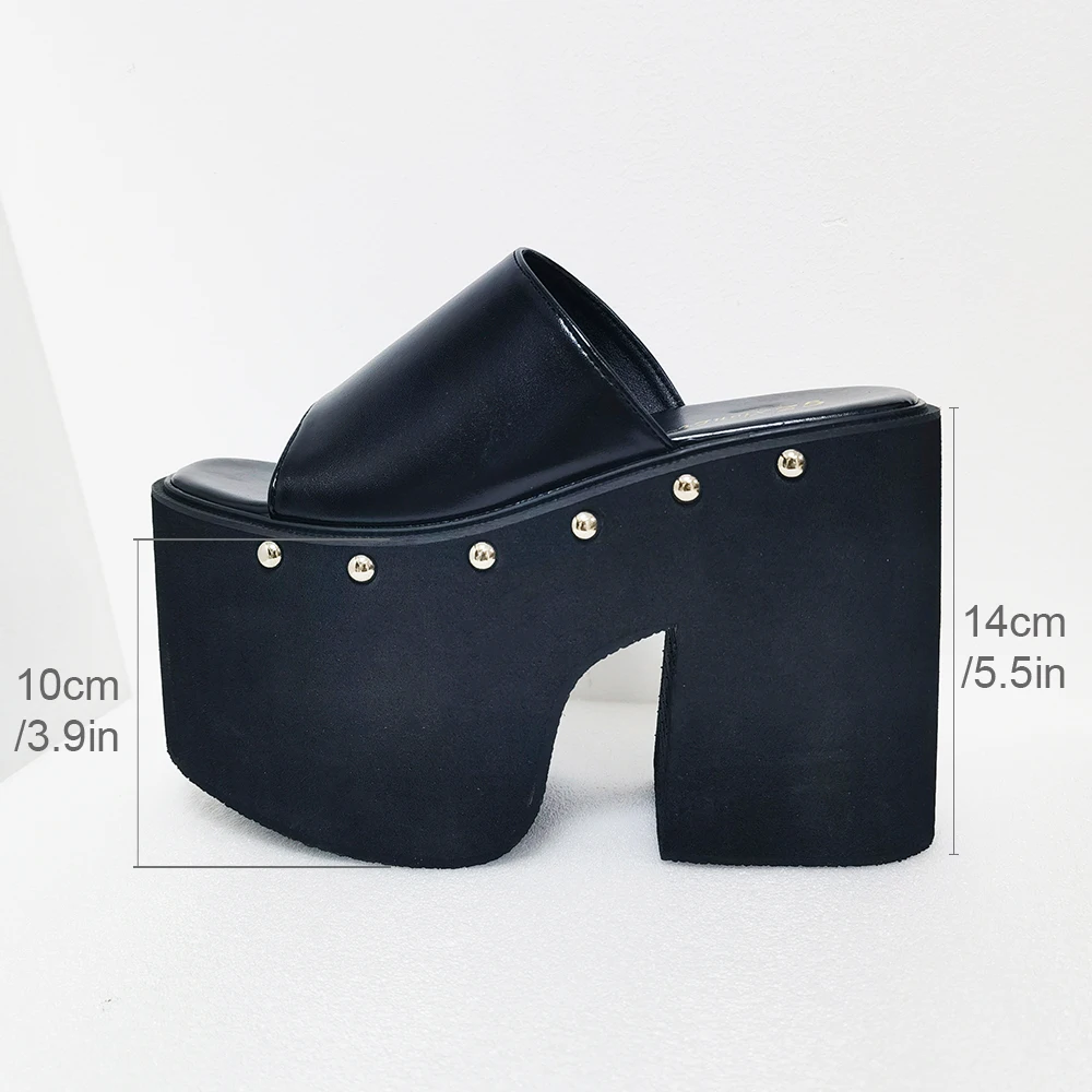 Gdgydh Popular European and American Style Thick-soled Wedge Heel Sandals for Women Platform Classic Slippers Outdoor Black