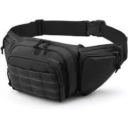 Men's Tactical Nylon Fanny Pack - Versatile Waist and Chest Bag for Outdoor Sports & Camping (Black)
