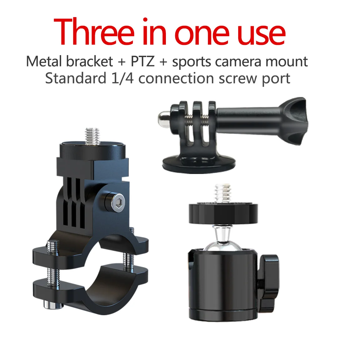 Metal Cycling Bike Mount Motorcycle Handlebar Holder 1/4 Screw for GoPro 10 9 8