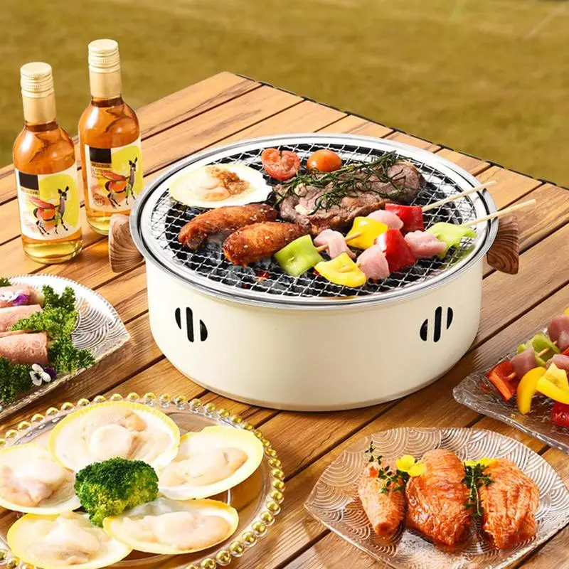 Barbecue Charcoal Stove Barbecue Stove Barbecue Grill Portable Barbecue Grill Korean Charcoal Stove Stainless Steel Split BBQ Stove Round Non-stick Barbecue Rack for Outdoor Camping