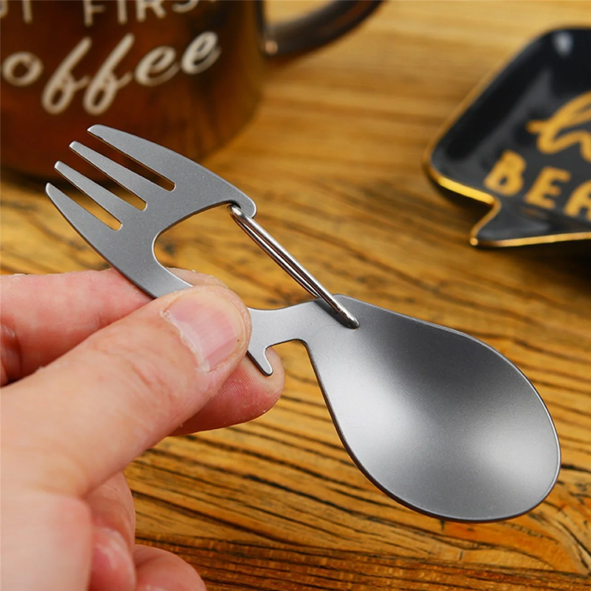 BAAU 5X 3 in 1 Picnic Titanium Spoon Tableware Titanium Fork Ultralight Pure or Stainless Steel Spork