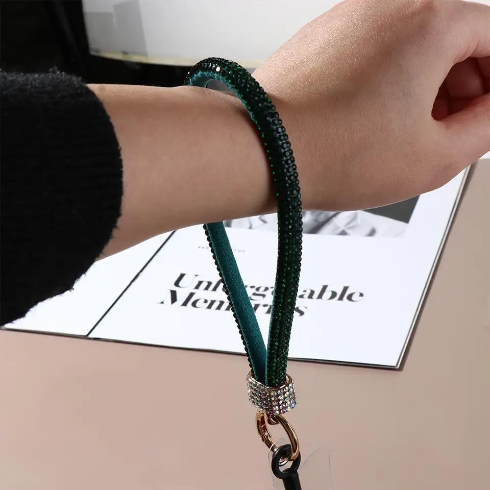 vortixia Glinsterende strass-schouderketting, telefoonkoord, lange stijl, mobiele telefoon hangtouw, anti-val-telefoonkoord