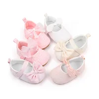 Baby Girls Princess Shoes Soft Bow Lace Flower Non-slip Rubber Soft-Sole Flat Bottom First Walker Shoes Toddler Crib Shoes 2
