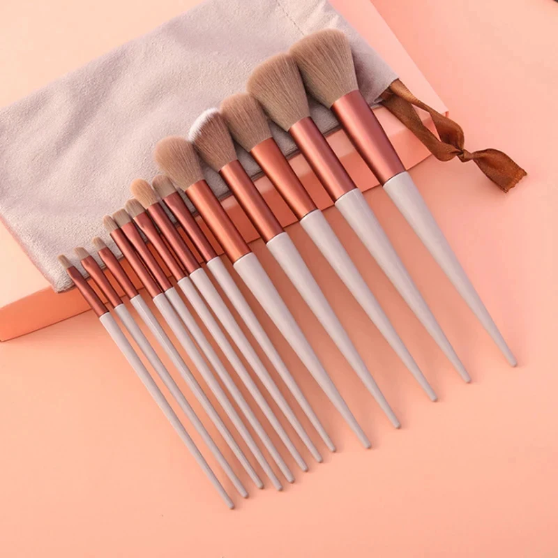 13 PC 메이크업 브러쉬 세트 아이 섀도우 파운데이션 여성 화장품 브러쉬 아이 섀도우 블러쉬 뷰티 소프트 메이크업 도구 가방