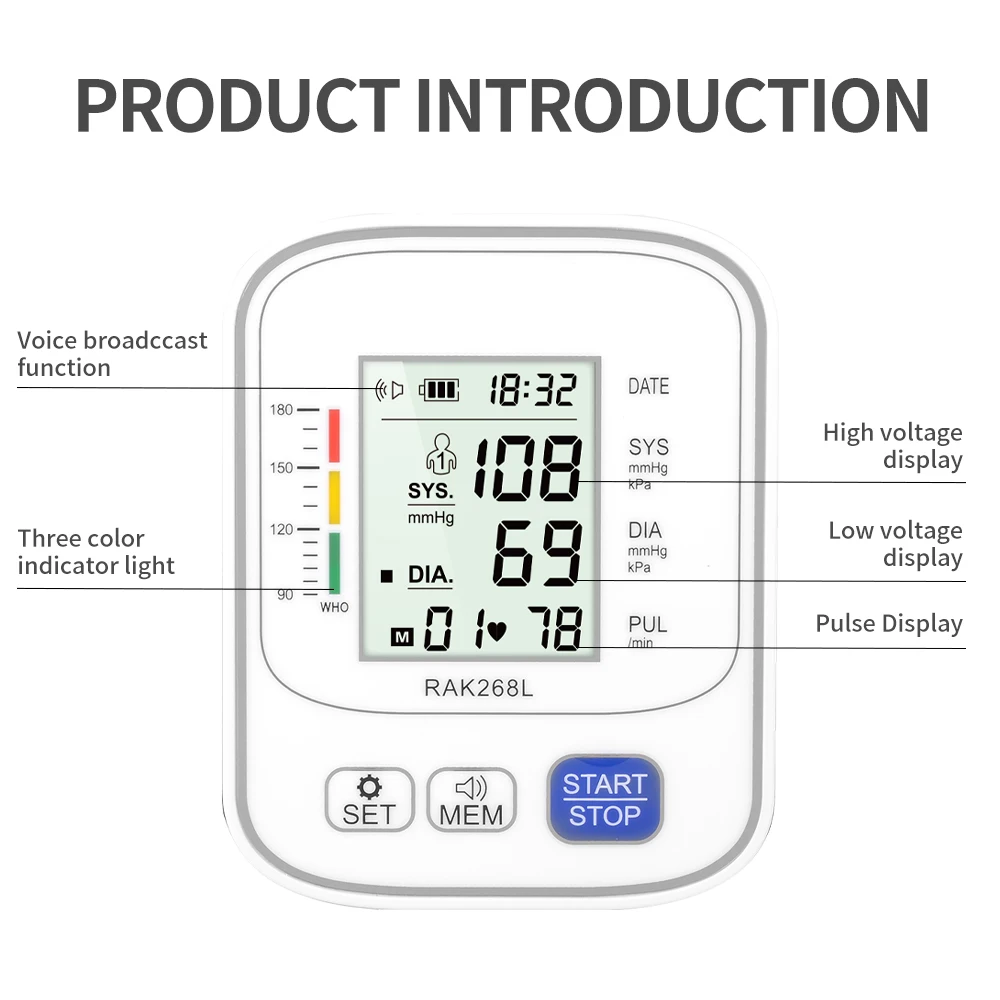 Szkia Digital Blood Pressure Monitor Presion Arterial Medical Health Equipment Sphygmomanometer Arm Sphygmomanometer