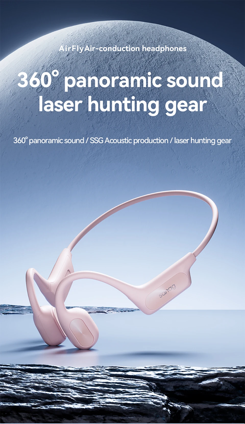 Sanag A50S Pro Bone Conduction Wireless Earphones description image