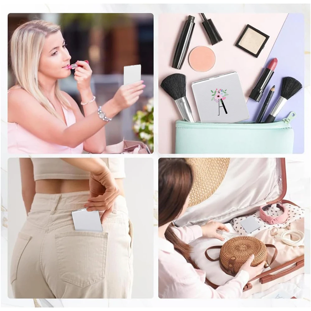 26개 이니셜 프린트, 접이식 화장 거울, 휴대용 양면 거울, 학생 기숙사용 소형 책상 선물, 도매