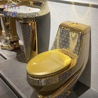 Cuvette de toilette monobloc de luxe dorée électroplaquée pour hôtel 3