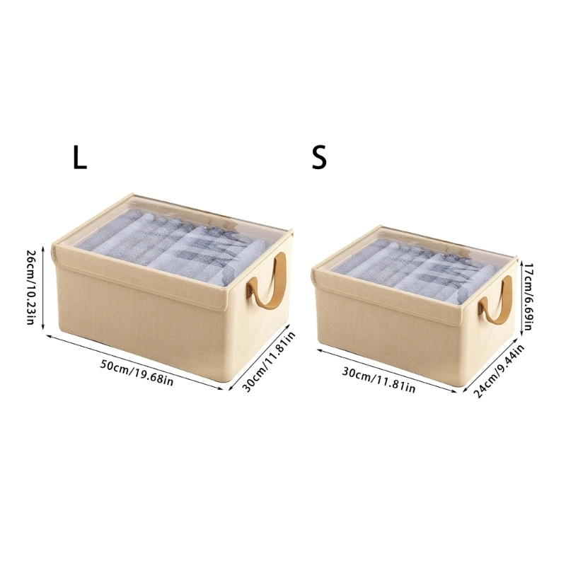 Space Efficient Fabric Storage Container with Lid Easy To Store Clothing Holder 2