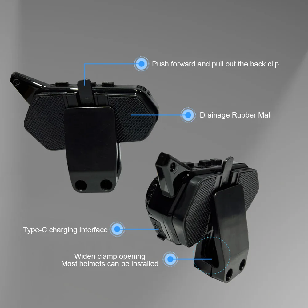 Helmet Headphone with Warning Light Motorcycle Helmet Earphone Handsfree Bluetooth-compatible 5.0 Wireless Headset Voice Control