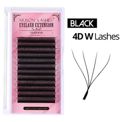 ARISON Multi-Dimensional Volume Eyelash Extensions - Soft Faux Mink Premade Fans - 15mm (Black 4D W)