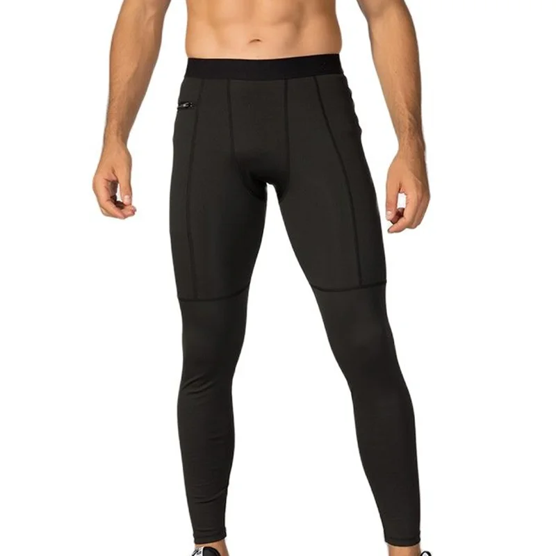 Men Running Sports Pants With Zip Pocket Yoga Fitness Workout Training Exercise Tight Cycling Leggings Quick Dry S M L XL 2XL