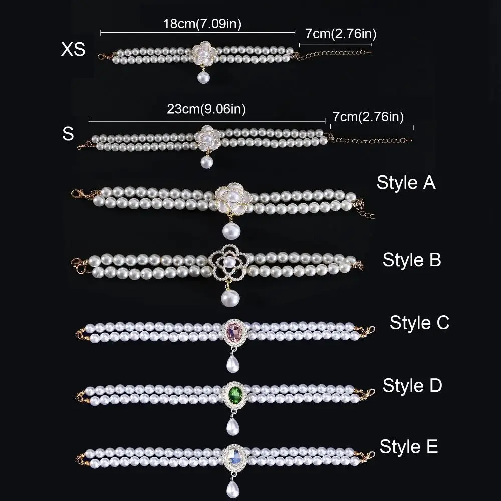 Pet Accessories Double Layer Pearl Pet Necklace Sweet Flower Pendant Cat Neck Chain Adjustable Pet Pearl Collar For Cats Puppy 6