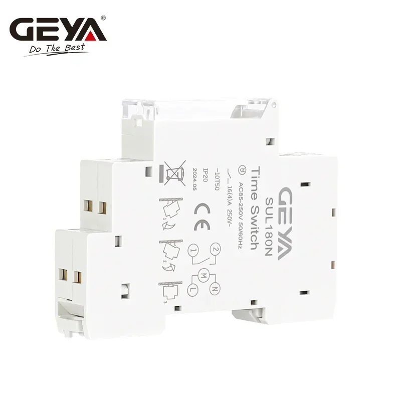 GEYA SUL180N 15 Minutes Mechanical Timer 24Hours Programmable Din Rail Time Switch Timer Relay 16A 85~250VAC 4