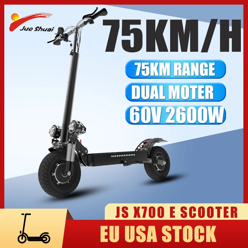 

Мощный электрический скутер мощностью 2600 Вт для взрослых 75 км / ч Жесткая скорость Складной электрический самокат Двухдисковый тормоз Водонепроницаемый EScooter