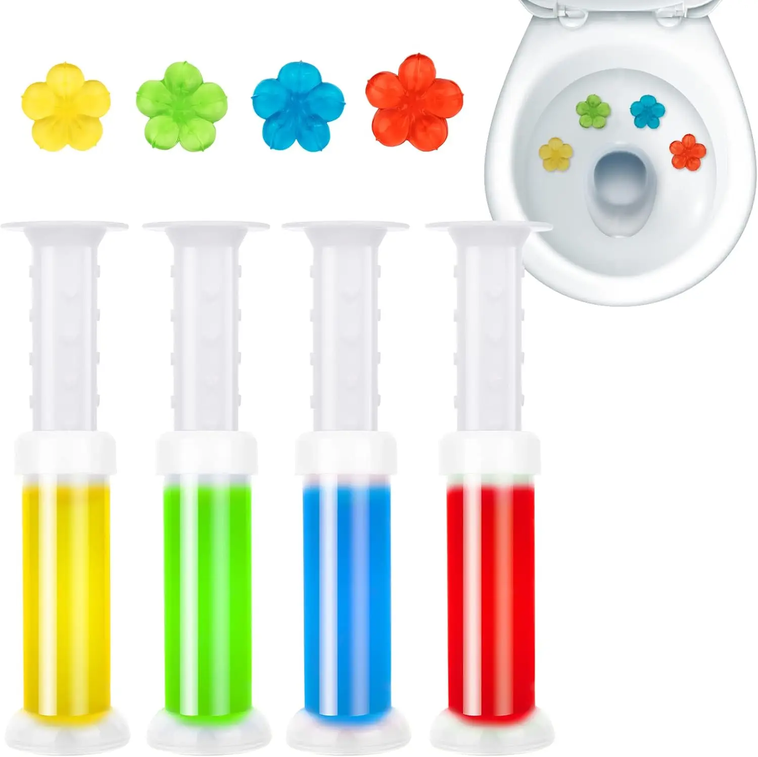 5 Colors Toilet Gel with 5 Scents (Lemon/Jasmine/Floral/Ocean), 60 Uses Automatic Cleaning & Deodorizer, Antibacterial Bathroom 1