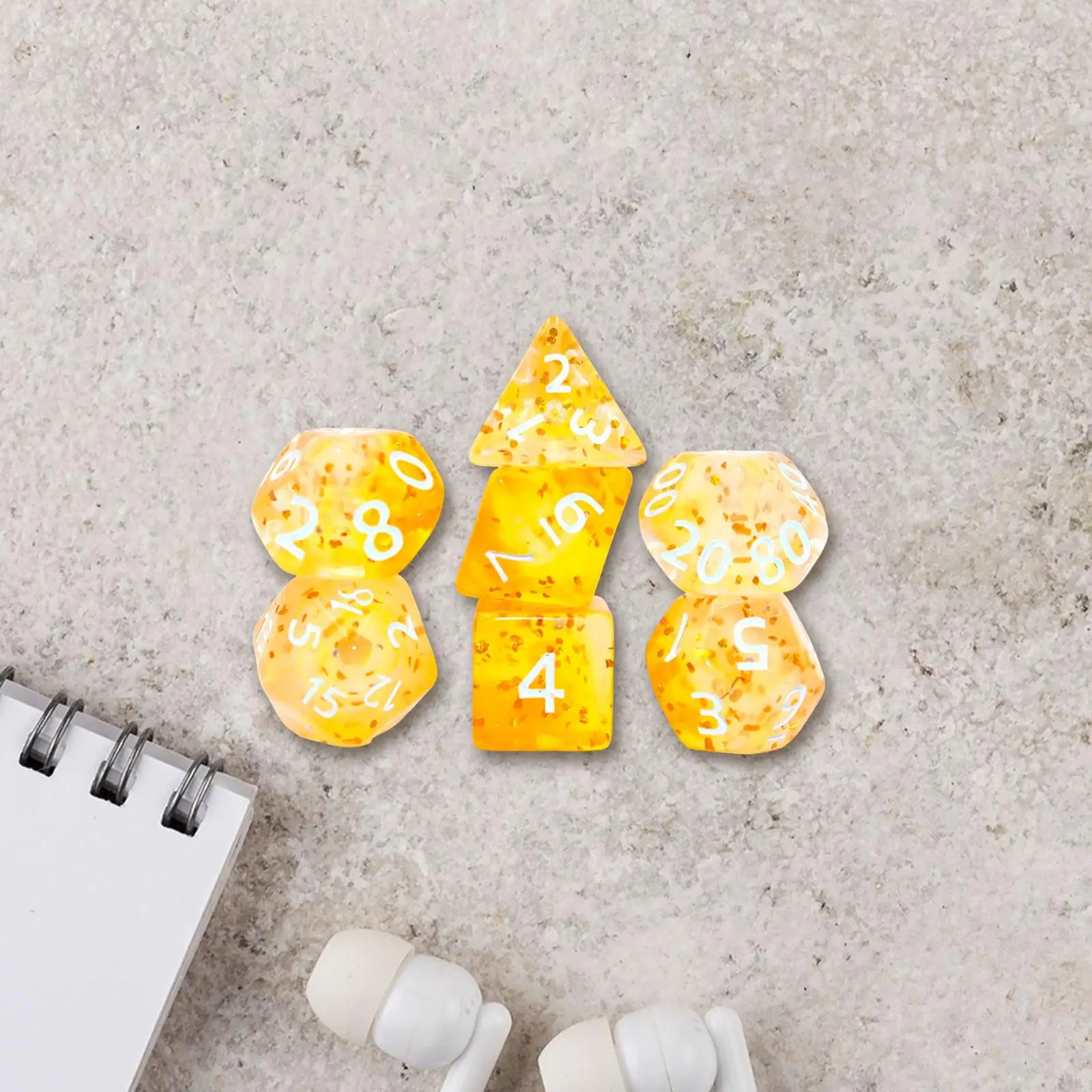 7x Acrylic Polyhedral Dices Set D4-D20 Multi Sided Dices Kids Math Teaching Aids