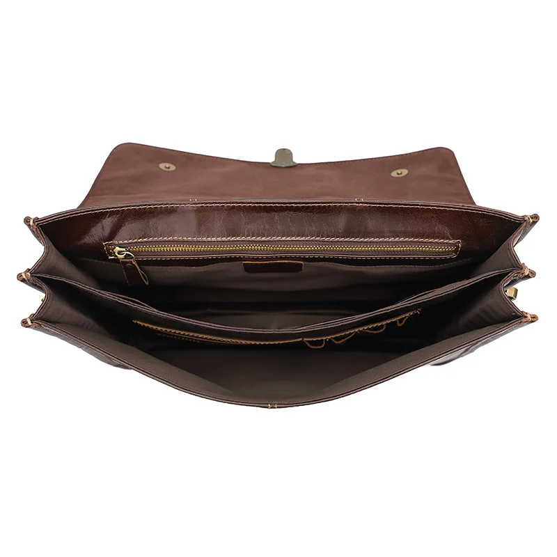British Style Leather Briefcase Luxury Fashion Designer Shoulder Bag Laptop Business Bag Genuine Leather For Gentleman Sling bag 5